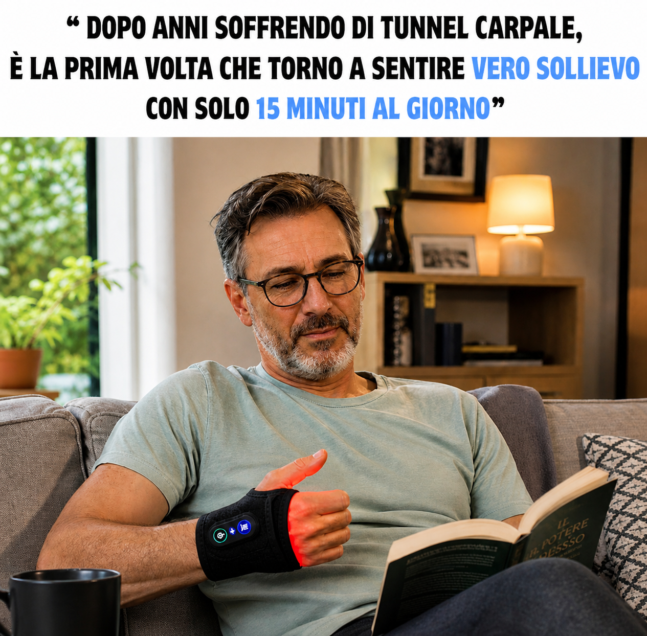 Levora™ Dispositivo terapeutico a luce rossa per alleviare il dolore del tunnel carpale.